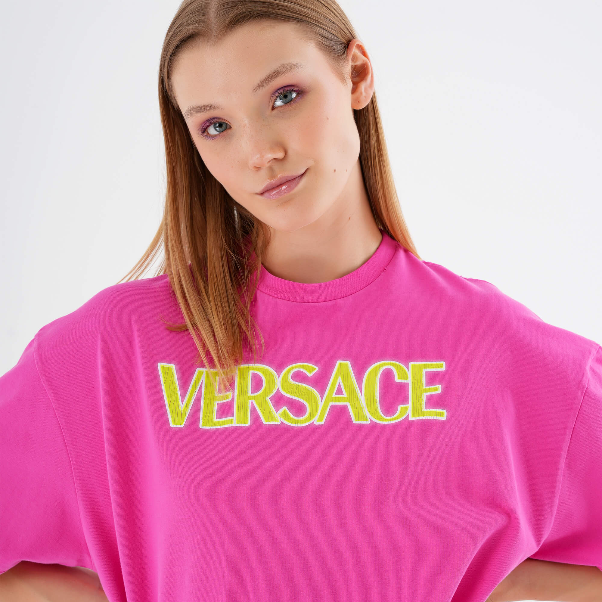 Versace - Pink & Yellow Logo Print Tshirt 38